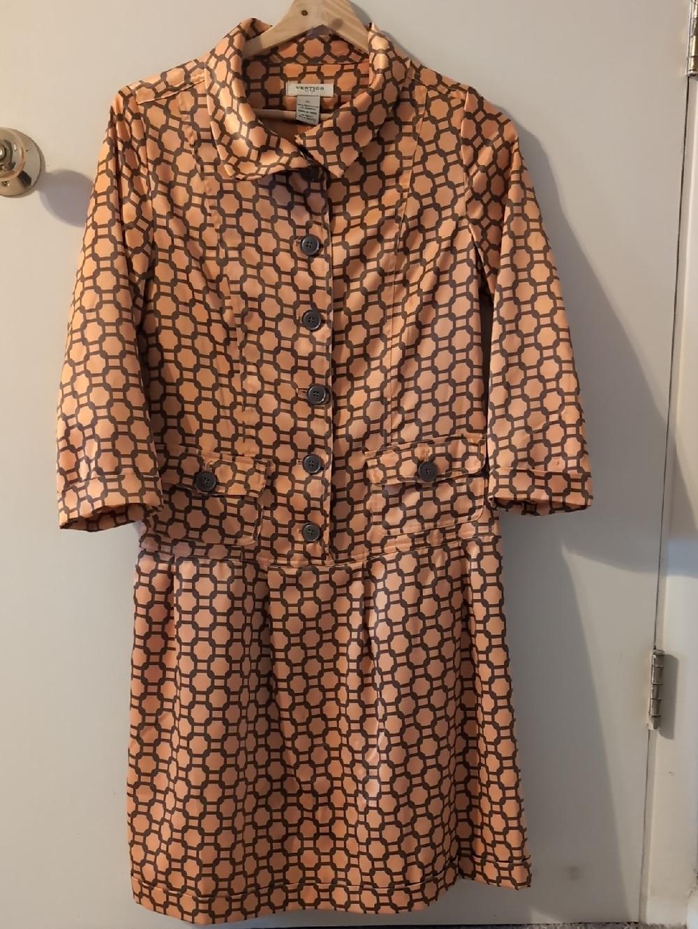 Classic Geometric Peach Dress